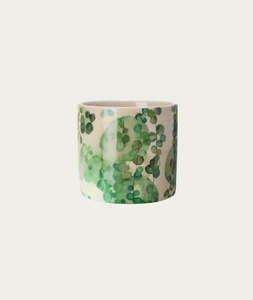 Willow Ceramic Pot – Green & White, Medium