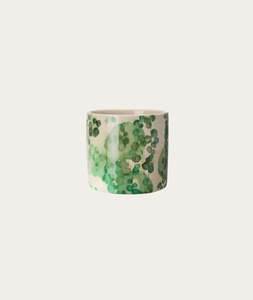 Willow Ceramic Pot – Green & White, Small