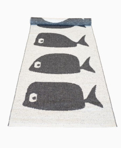 Mats And Rugs: Whales Mat - Black and White Runner