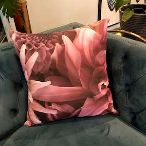 Pink Dahlias Cushion Cover