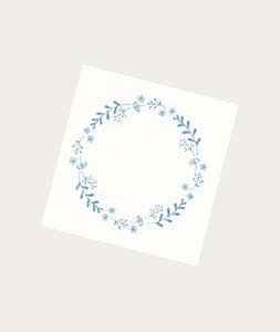 Kitchen Linens: Paper Napkins - Blue Flower Wreath