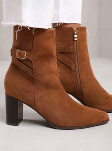 Ankle Boots: Jimmy tan suede
