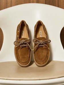 Flats: Finch tan suede
