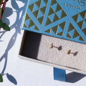 Jewelry: Little Taonga - Pōhutukawa Leaf Petite Studs - Gold