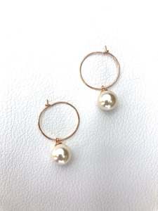 Jewelry: Odi Boutique - Pearl Rounds on Hoops - Rose Gold
