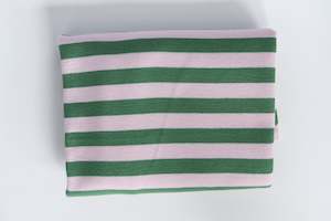 Merino Blankets: The Classic Stripey in Leaf & Baby Pink Baby Blanket