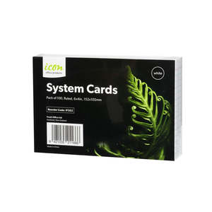 Library Cards System Cards: Icon System Cards 102 x 152mm or 6" x 4" Ruled 5mm White Pack 100