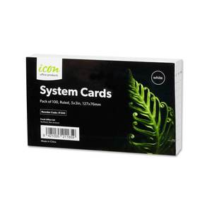 Icon System Cards 127 x 76mm Ruled 5mm White Pack 100
