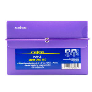 Library Cards System Cards: Celco System Card File Box 127 x 76mm Purple
