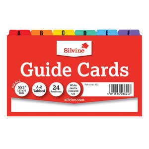 Silvine Guide Cards Indices for System Cards 127 x 76mm or 5"x 3"