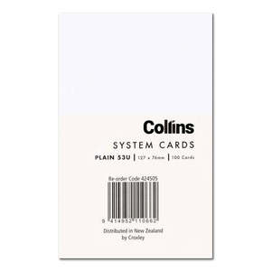 Library Cards System Cards: Collins System Cards Plain 127 x 76mm White Pack 100