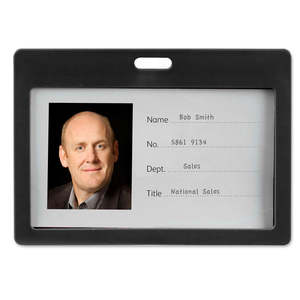 Id Card Holders Accessories: Rexel ID Card Holder Plastic Landscape Black