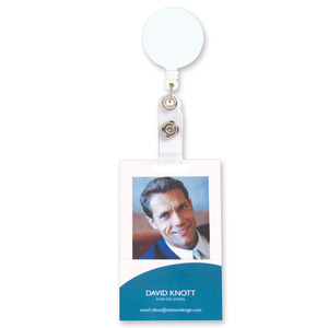 Id Card Holders Accessories: Rexel Retractable ID Card Holder White