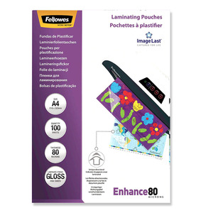 Fellowes Laminating Pouches A4 Premium Gloss 80 Micron Pack 100