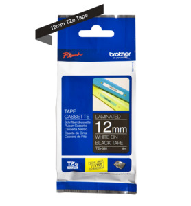Printer Accessories Ink Toners Paper: Brother TZe-335 Labelling Tape Cassette White on Black 12mm x 8m