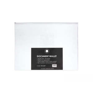 Document Wallets: OSC Document Wallet A3 Zip Closure Clear