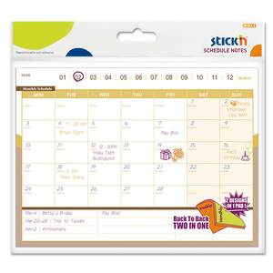 Sticky Notes And Notepads: Stick'n Self-Adhesive Schedule Notes Monthly/Weekly 150 x 203mm 40 Sheets
