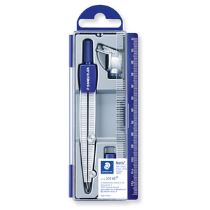 Geometry Compasses: Staedtler School Compass 550 60 with Lead Part, Universal Adaptor & Lead Box