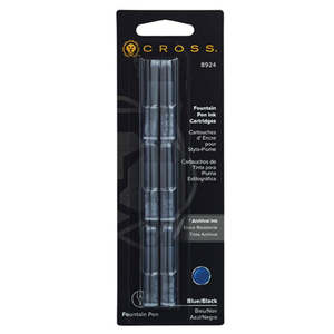 Refills Inks: Cross Fountain Pen Ink Cartridge Refill 8924 Pack of 6 Blue/Black