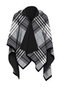 Galleria Reversible RainCape Magnetic Closure Tartan Plaid Free Size