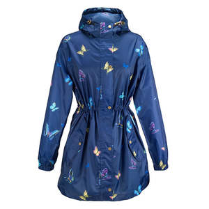 Adults Rainwear: Galleria Designer 100% Waterproof Raincoat Compact Pack-a-Way Butterfly Size S to XL