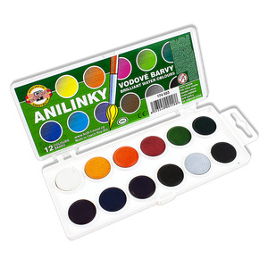 Watercolours: Koh-I-Noor Watercolour Discs Anilinky 22.5mm Palette of 12