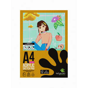 Bockingford Pad For Acrylic Painting A4 360gsm 12 Leaf: Artgecko Pro Acrylic Sketchpad A4 20 Sheets 240gsm White Paper