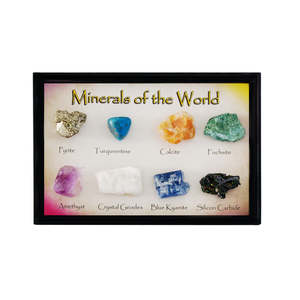 Natural Mineral Crystals Rectangular Specimen Set of 8