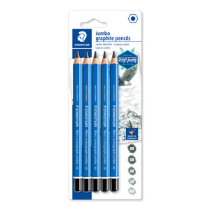 Staedtler Mars Lumograph Premium Jumbo Graphite Pencils Pack of 5 [HB, 2B, 4B, 6B & 8B]