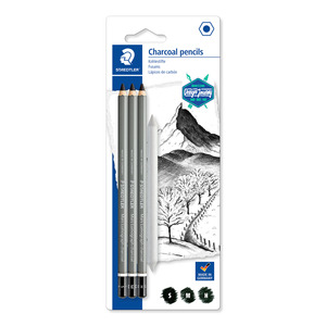 Staedtler Charcoal Pencil Mars Lumograph [3Pencils+1Paper Stump]
