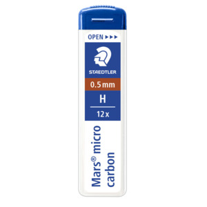 Lead For Mechanical Clutch Pencils: Staedtler Mars Micro Carbon Lead 250 05-H Tube of 12 Grade H 0.5mm