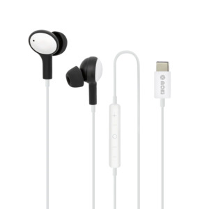 Moki Type-C Connect Earphones + Inline Mic & Control Black & White