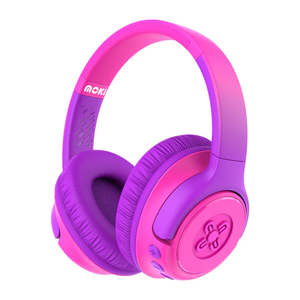 Headphones: Moki Mixi Kids Wireless Headphones Volume Limited 89dB Pink/Purple