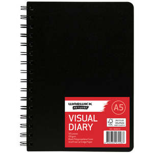 Bockingford Pad For Acrylic Painting A4 360gsm 12 Leaf: Warwick Diary Visual A5 100gsm 50lf Spiral Bound Black