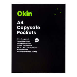 Document Folders Pockets: Okin Copy-Safe Pockets A4 Pack of 100