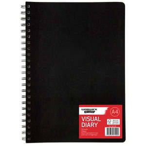 Bockingford Pad For Acrylic Painting A4 360gsm 12 Leaf: Warwick Artworx Visual Diary A4 100gsm 50lf Spiral Bound Black