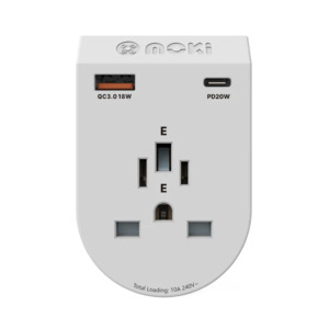 Battery Banks Charging Cables Accessories: Moki Travel Adaptor PLUS – World (Excl. Europe) to AU/NZ - 20W USB-C PD