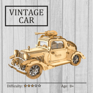 Transportation 3d Wooden Puzzles: Vintage Car 3D Wooden Puzzle