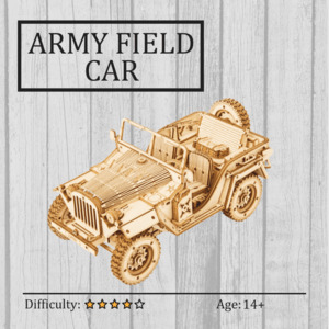Transportation 3d Wooden Puzzles: Army Field Car 3D Wooden Puzzle