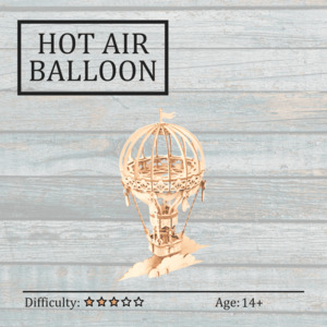 Transportation 3d Wooden Puzzles: Hot Air Balloon 3D Wooden Puzzle