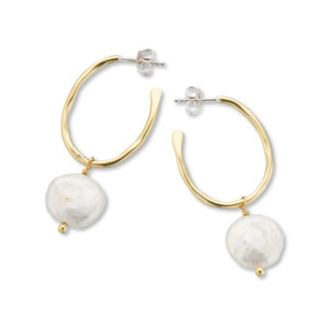 Her: Palas Emporio Prosperity Pearl Oval Hoop Earrings