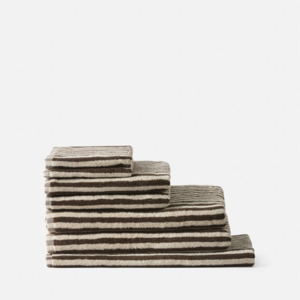 Citta Wide Stripe Cotton Hand Towel - Cocoa/Bone 45x75cm