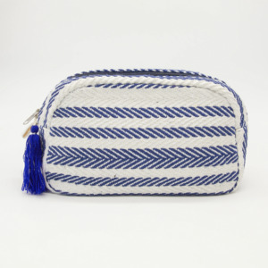 Cosmetics Toiletries Bags: Stella + Gemma Cosmetic Bag - Navy Herringbone