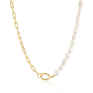 Linda Tahija Paperclip Baroque Pearl Necklace