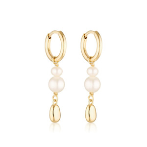 Linda Tahija Brook Pearl Huggie Earrings - Gold