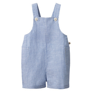 Nature Baby: Nature Baby Tucker Shortie Overalls Linen - Blue Stripe