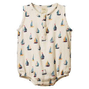 Nature Baby Cedar Suit Muslin - Regatta Print