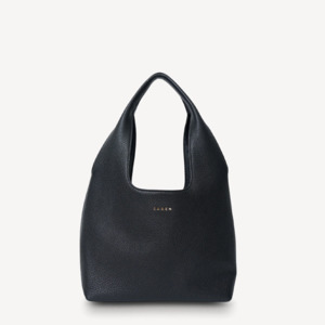 Saben: Saben Kiki Shoulder Bag - Black Lightly Milled