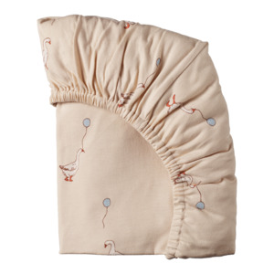 Bedroom: Nature Baby Fitted Sheet Jersey - Goose Lullaby Print Bassinet