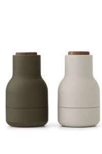 Tableware: Audo Bottle Grinder Small - Hunting Green / Beige w. Walnut Lid, 2 Pack